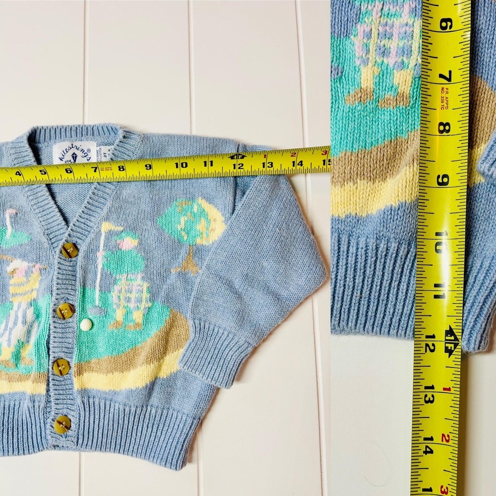 Vintage Kids Golf Theme Novelty Print Chunky Sweater Cardigan, Size 2T - Picture 11 of 11